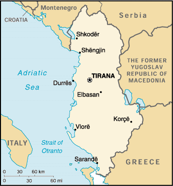 [Country map of Albania]