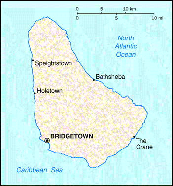 [Country map of Barbados]