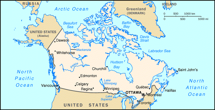 [Country map of Canada]