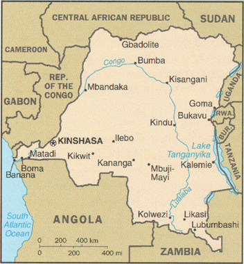 [Country map of Congo, Democratic Republic of the]
