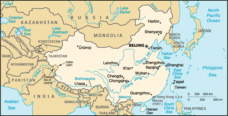 [Country map of China]
