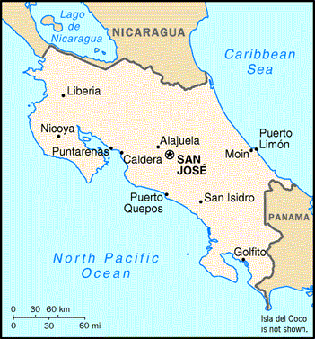 [Country map of Costa Rica]