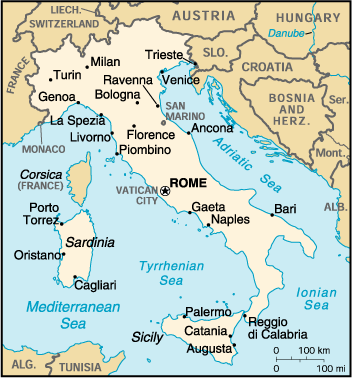 [Country map of Italy]