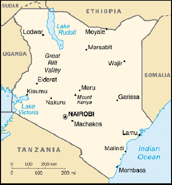 [Country map of Kenya]