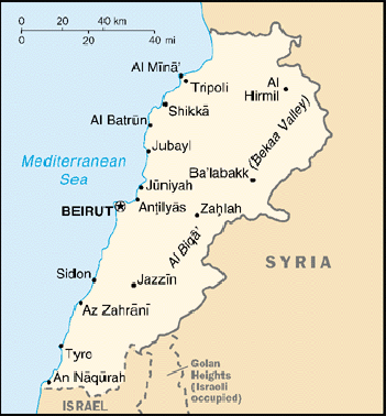 [Country map of Lebanon]