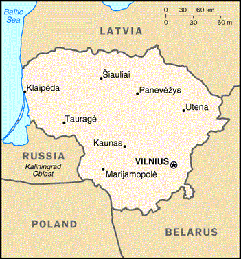 [Country map of Lithuania]