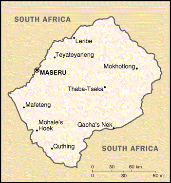 [Country map of Lesotho]