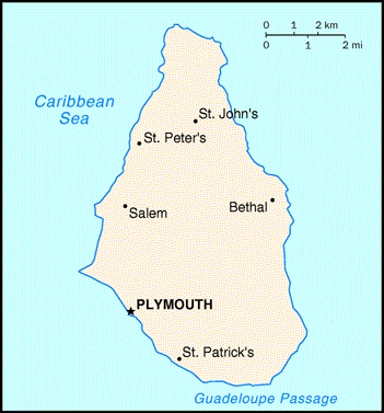 [Country map of Montserrat]