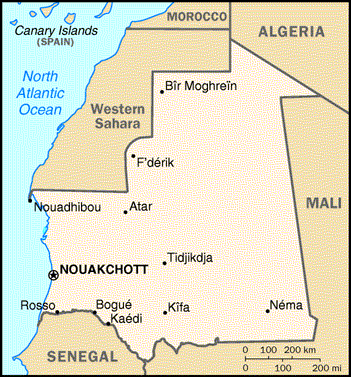 [Country map of Mauritania]