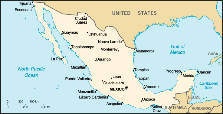 [Country map of Mexico]