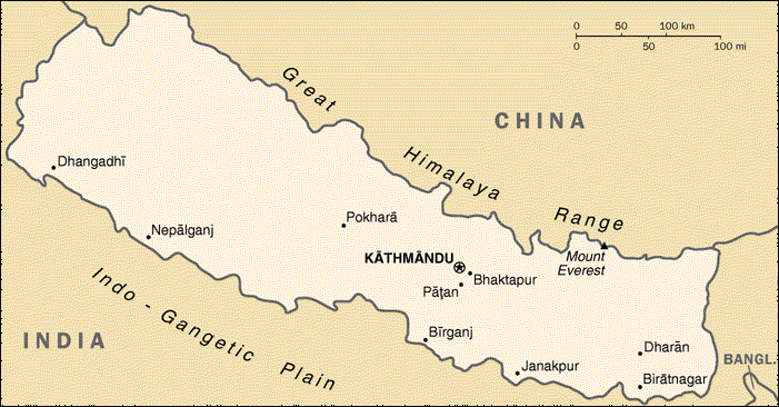 [Country map of Nepal]