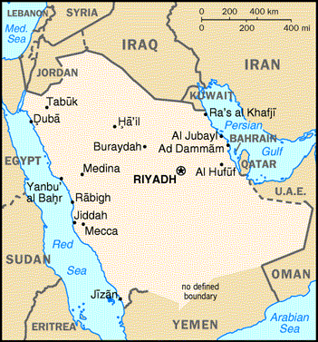 [Country map of Saudi Arabia]