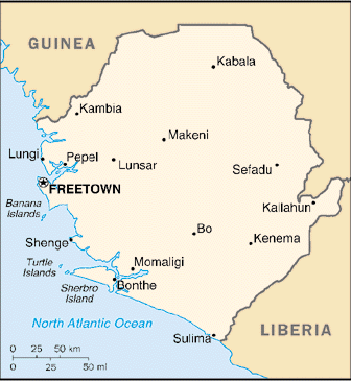 [Country map of Sierra Leone]
