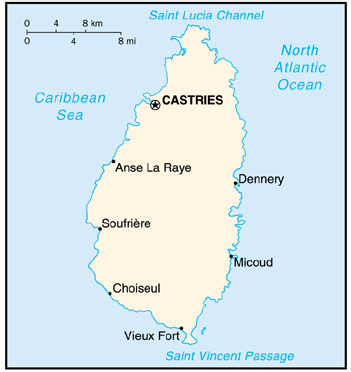 [Country map of Saint Lucia]