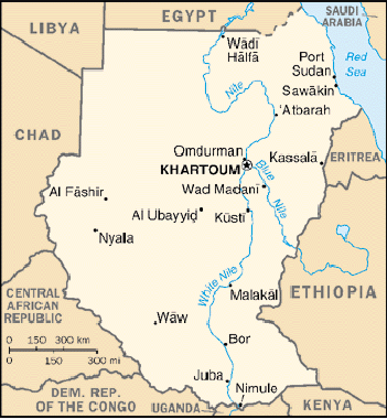 [Country map of Sudan]