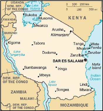 [Country map of Tanzania]