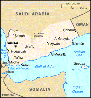 [Country map of Yemen]